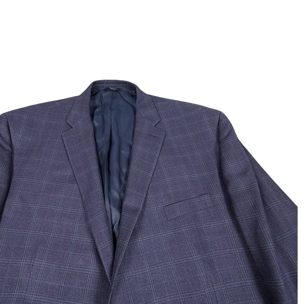 Ralph Lauren Windowpane Wool Silk Blazer Mens Blue Plaid 56R (54R)